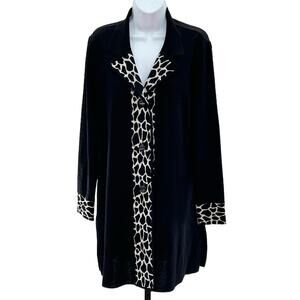 misook Stretch Ribbed Knit Duster Longline Collared Button S Jacket MSRP $438